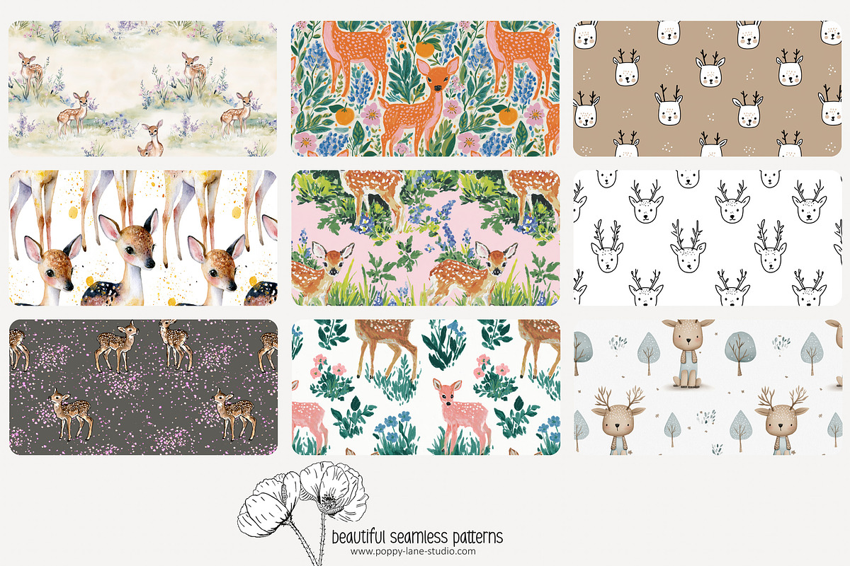 70 (kids) deer seamless pattern, a Pattern Graphic by Poppy Lane Studio (Photo 5 of 10)