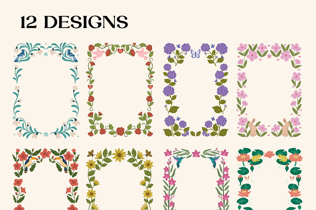 Seasonal Floral Frames & Borders Set, a Seasonal Illustration by CreativeChristiana (Photo 2 of 6)