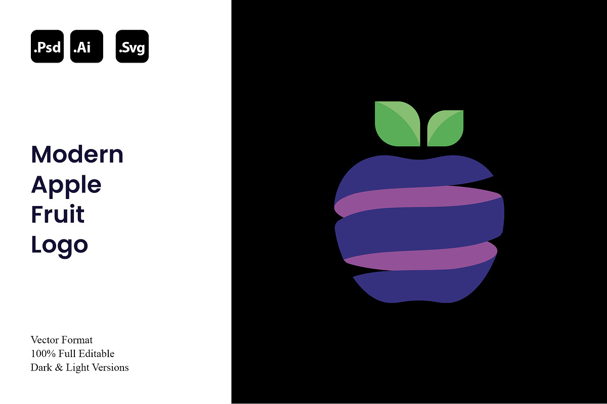 Modern Apple Fruit Logo, a Branding & Logo Template by Luxury Logos (Photo 1 of 4)