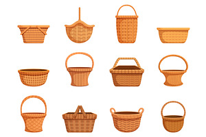 Basket clipart. Rural wicker baskets, an Illustration by Valerie Bodnar