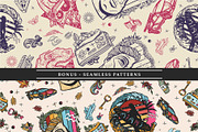 Retrowave old school tattoo, a Background Graphic by intueri (Thumbnail 5 of 7)