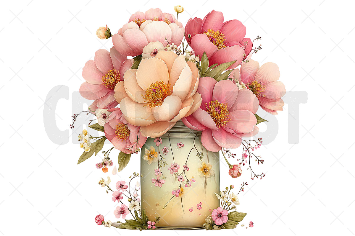 Watercolor Spring Mason Jar Clipart, an Illustration by Craft Nest (Photo 10 of 12)