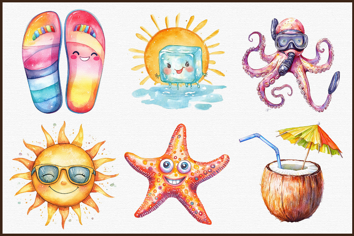 Quirky Summer Day Clipart, an Illustration by Sublimation Artist (Photo 3 of 6)