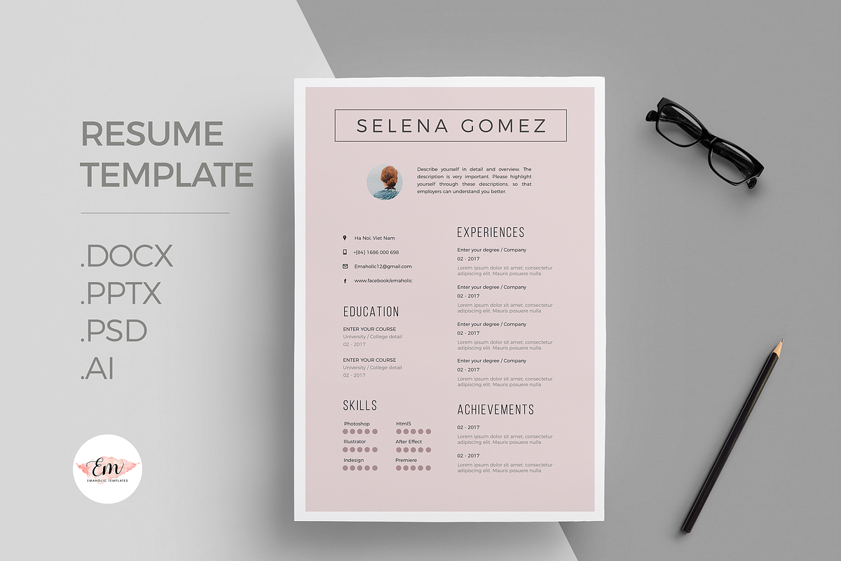 Purple Elegant Resume, a Resume Template by Emaholic Template (Photo 1 of 5)