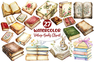 Vintage Books Clipart, an Illustration by Dream Creation