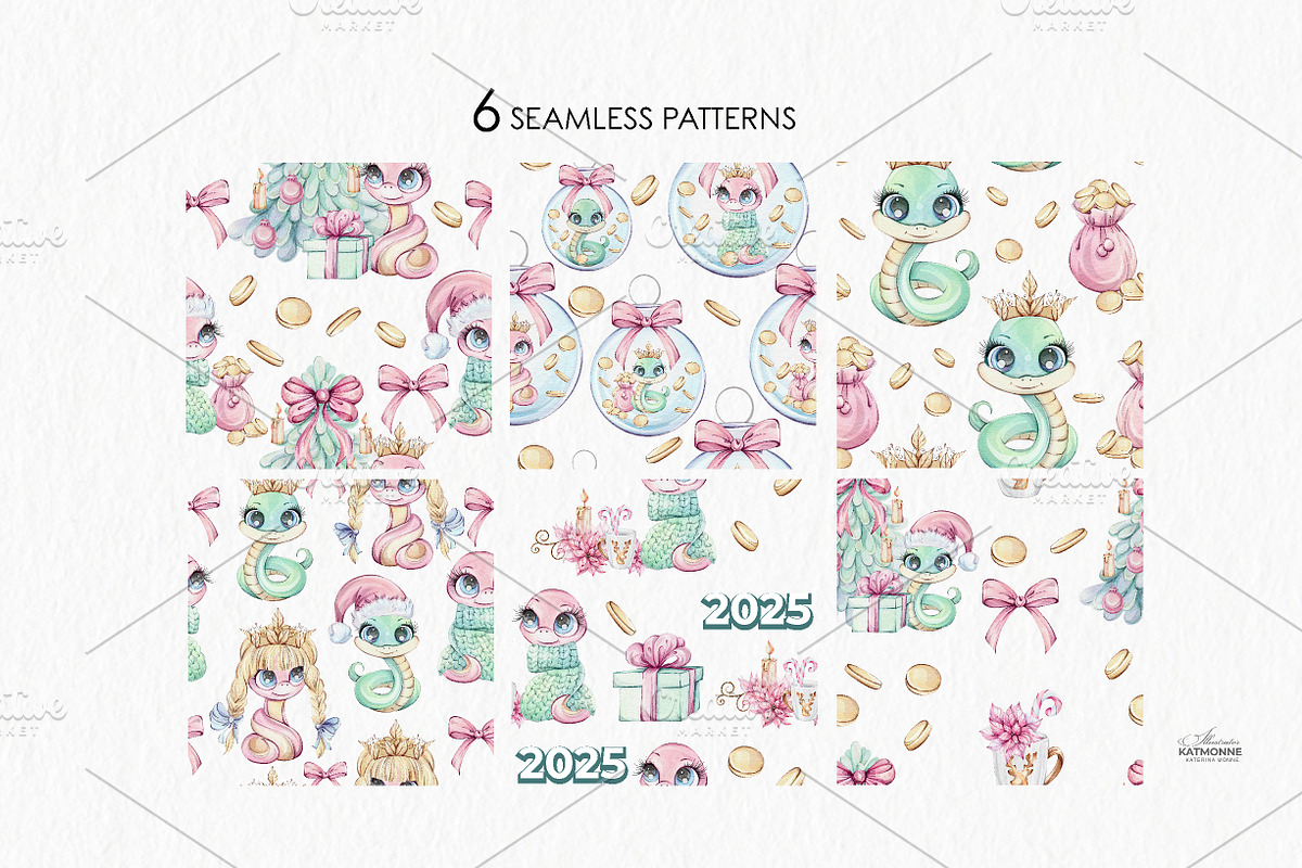 Watercolor Snakes | New year 2025, a Seasonal Illustration by katmonne (Photo 6 of 10)