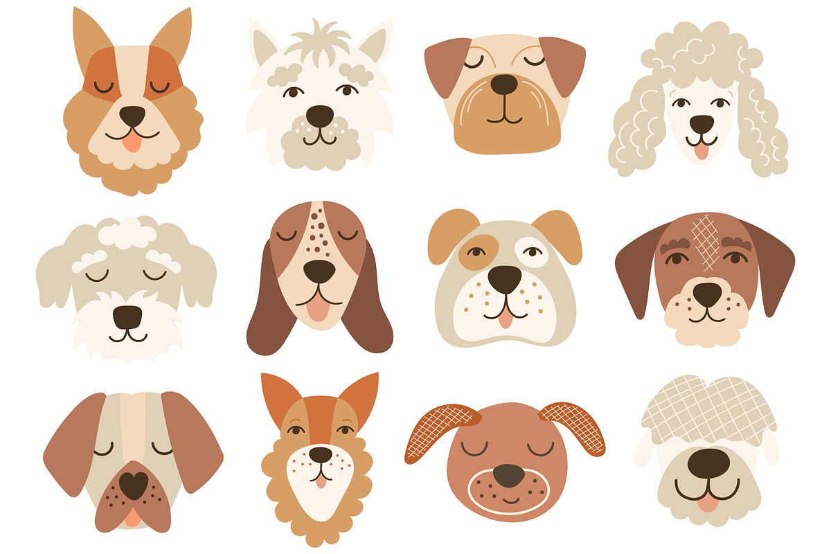 Dog Faces Bundle, an Animal Illustration by DearLetters (Photo 3 of 11)