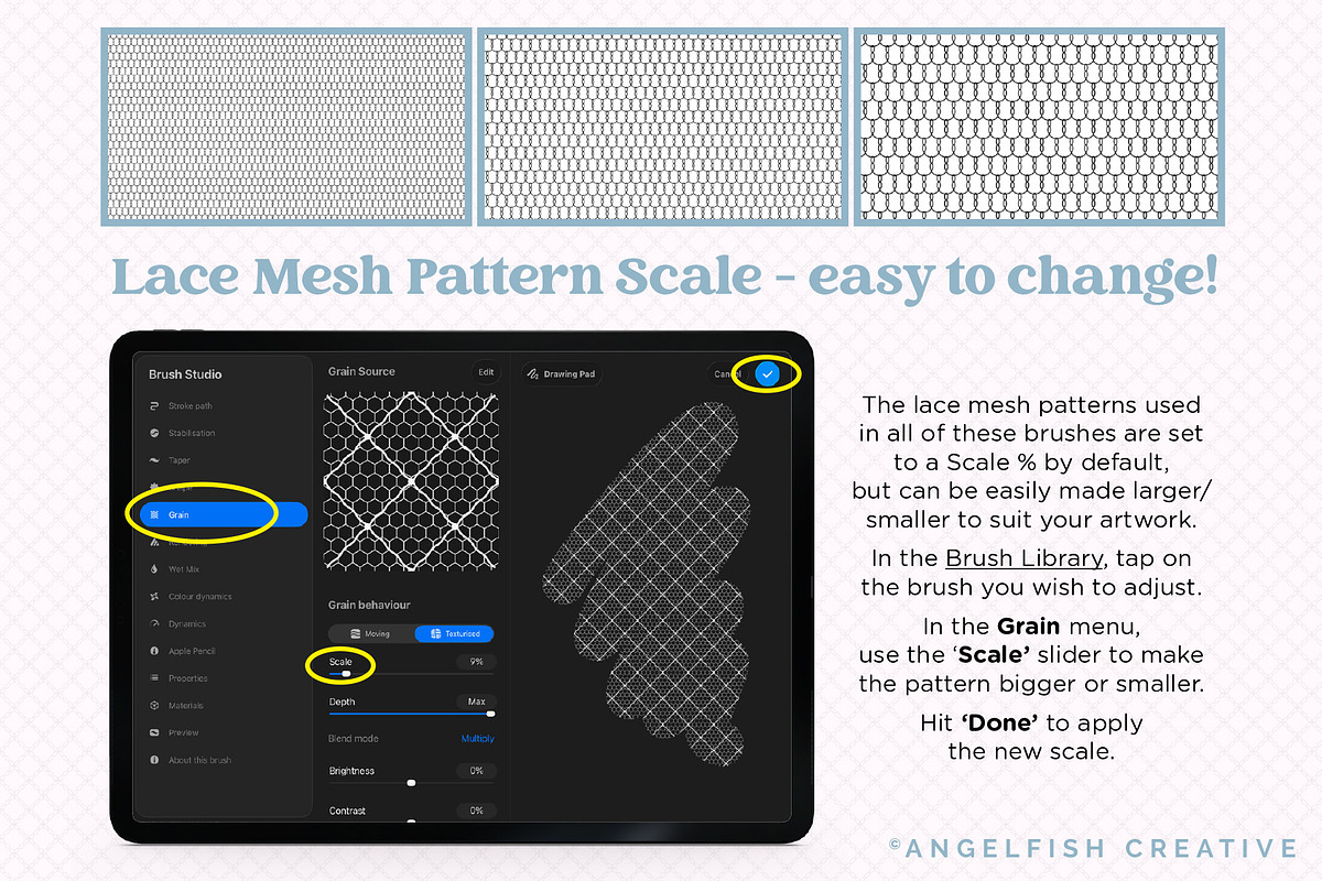 Lace Mesh Procreate Brush Set, a Brush Add-On by AngelfishCreative (Photo 9 of 11)