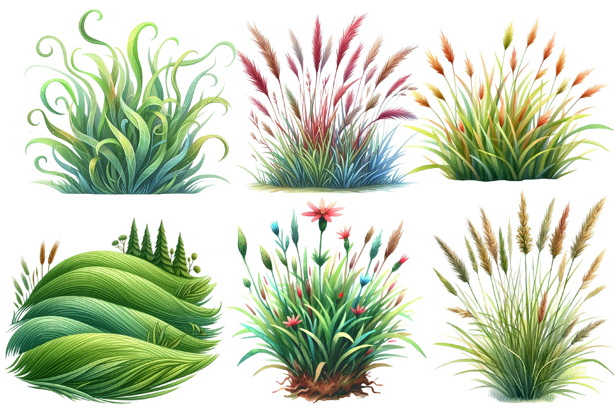 Watercolor Grass clipart, an Illustration by Designworld (Photo 2 of 6)