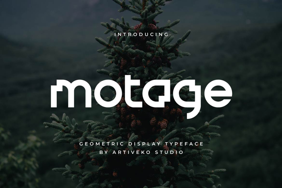 Motage – Geometric Logo Sans Serif, a Sans Serif Font by Artiveko (Photo 1 of 8)