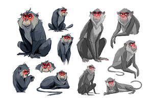 Japanese macaque monkey character, an Animal Illustration by Onyx