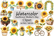 Sunflower Mother's Day Clipart, an Illustration by Design Market (Thumbnail 1 of 4)