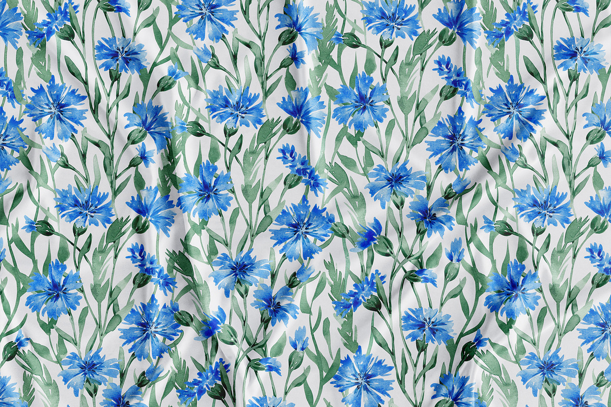 Cornflower blooms pattern, a Pattern Graphic by SirenaArt (Photo 3 of 14)
