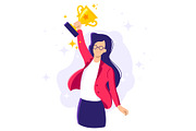 Successful Young Women With Trophy, a Person Illustration by Black White Mouse Design (Thumbnail 1 of 3)