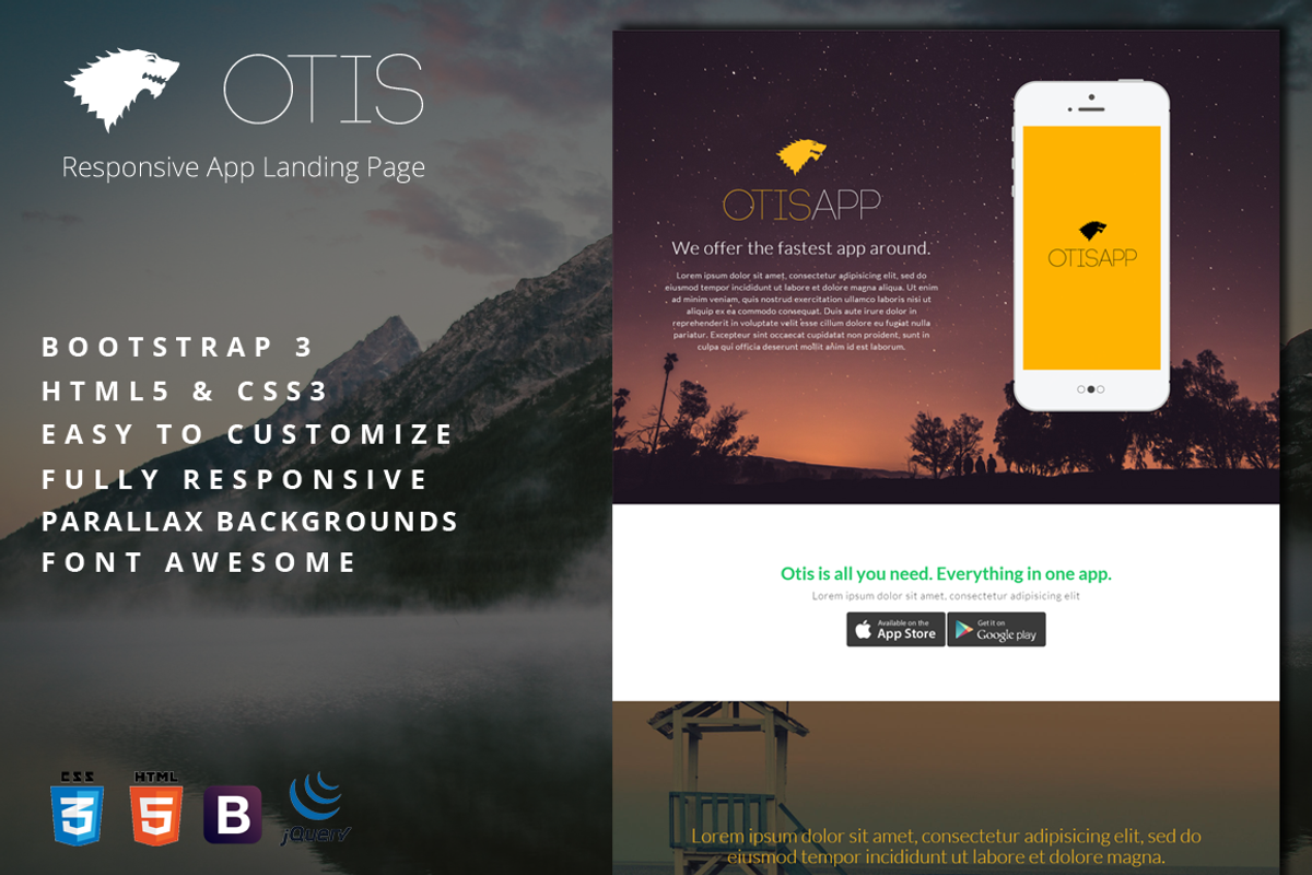 Otis - Responsive App Landing Page, a Bootstrap Template by Studio Ember