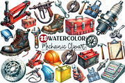 Watercolor Mechanic Clipart, an Illustration by Rose Art (Thumbnail 1 of 5)