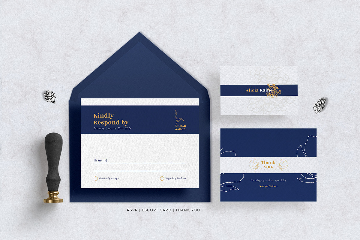 Elegant Navy Wedding Suite, an Invitation Template by Azka Creative (Photo 3 of 4)