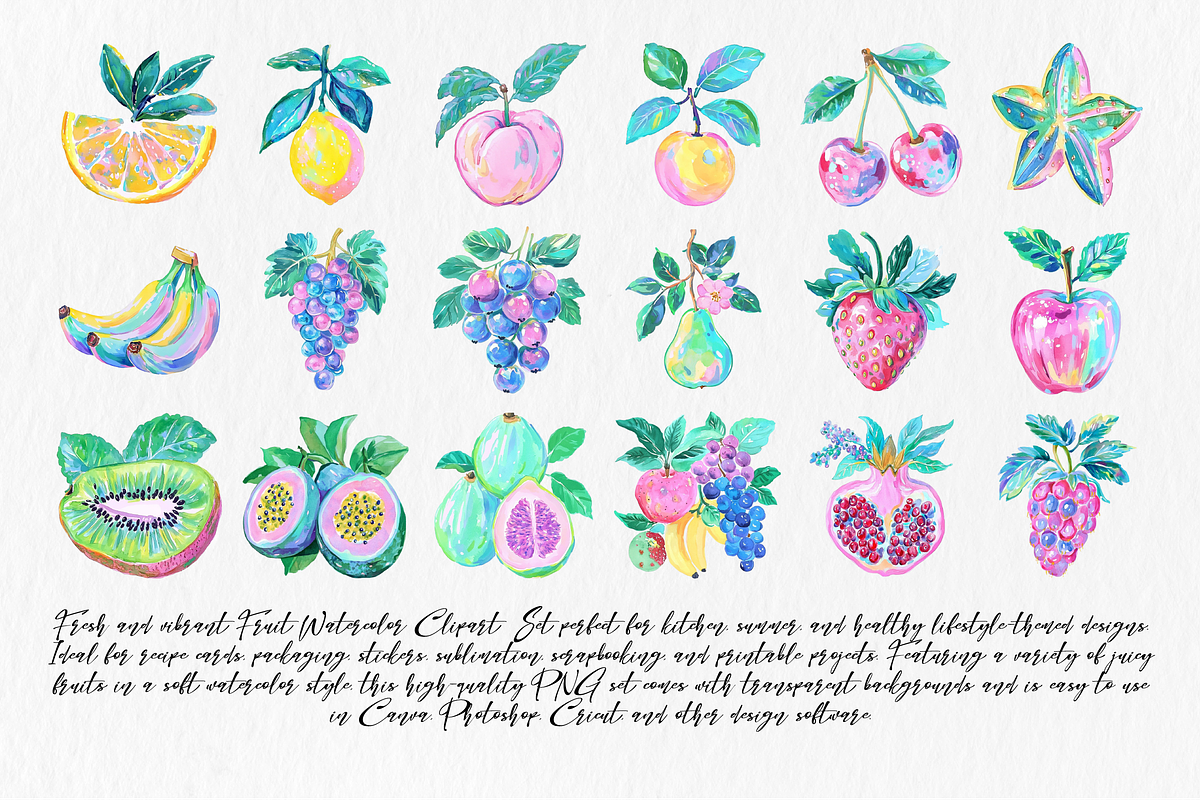 Fruit watercolor clipart set, an Illustration by Libby Wishes (Photo 5 of 5)