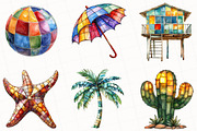 Stained Glass Summer Clipart, an Illustration by OK Design (Thumbnail 3 of 5)