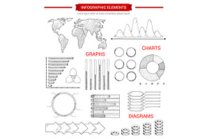 Infographic Elements With Sketched Chart, Graph