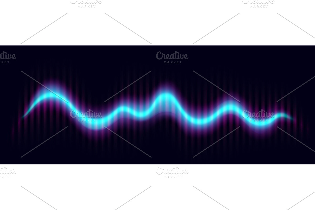 Dynamic sound wave with neon audio, an Illustration by art PVP - market