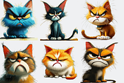 40 Caricature Cranky Cats, an Animal Illustration by PrintHaven Designs (Thumbnail 2 of 9)