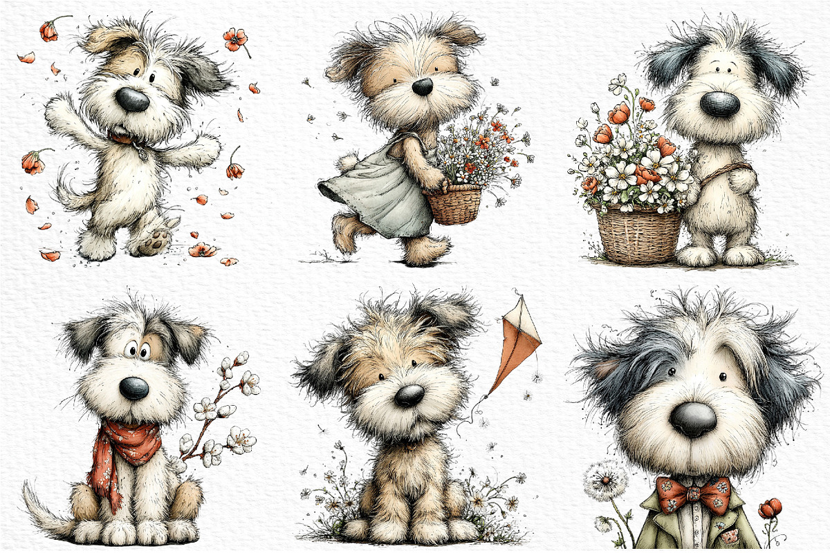 Whimsical Spring Dog Clipart PNG, an Illustration by Craft Nest (Photo 6 of 11)