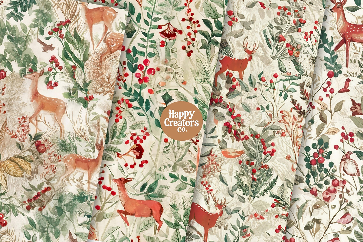 Fauna and Flora Digital Papers, a Pattern Graphic by Happy Creators Co. (Photo 4 of 7)