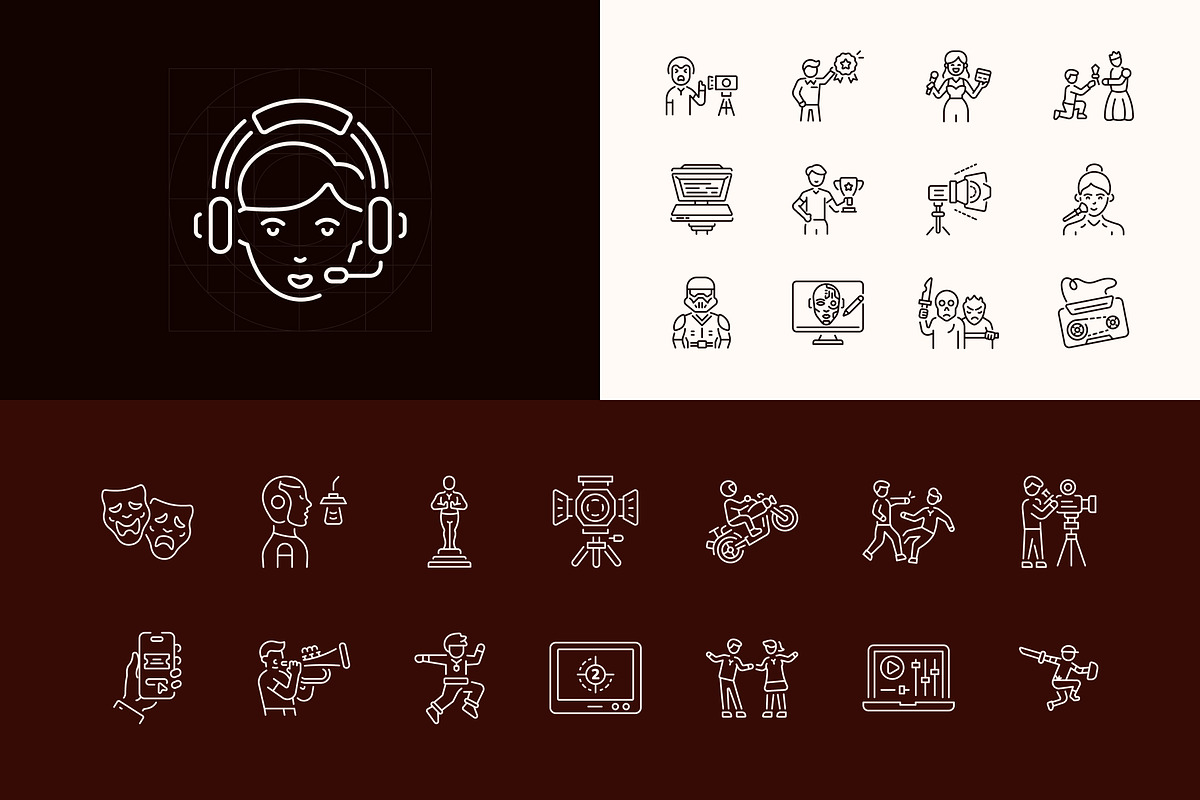 Movie Icon Art Set, an Outline Icon by Prosymbols (Photo 5 of 8)