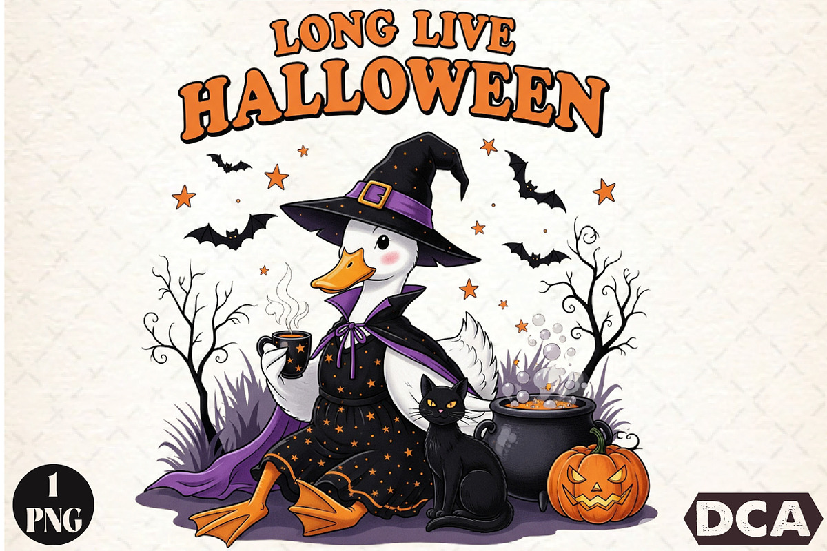 Halloween Goose Witch Long Live Png, an Illustration by DreamCafeArt (Photo 1 of 7)