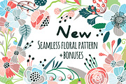 Seamless floral pattern + bonuses!, a Pattern Graphic by Purple Platypus (Thumbnail 1 of 7)