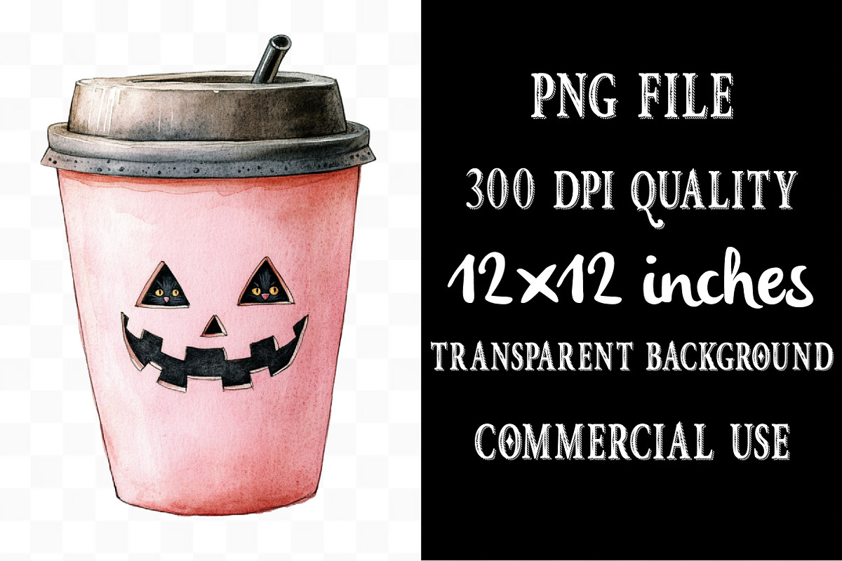 Pink Halloween Coffee Sublimation, an Illustration by Designking (Photo 4 of 5)
