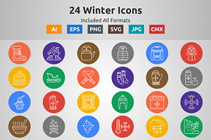 Line Circle Icon Of Winter