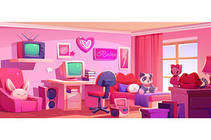 Y2k Teenage Girl Pink Bedroom