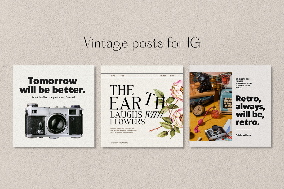 CANVA | Vintage Social Media Pack, a Social Media Template by 9inchideas (Photo 4 of 10)