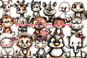 Watercolor Baby Animals Clipart, a Seasonal Illustration by Designworld