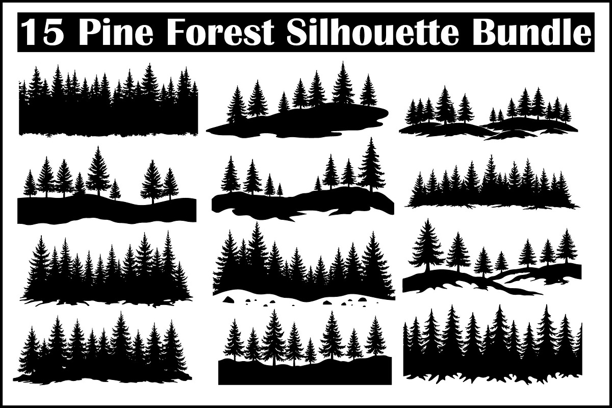 Pine Forest Silhouette Bundle, an Object Graphic by balal (Photo 1 of 16)