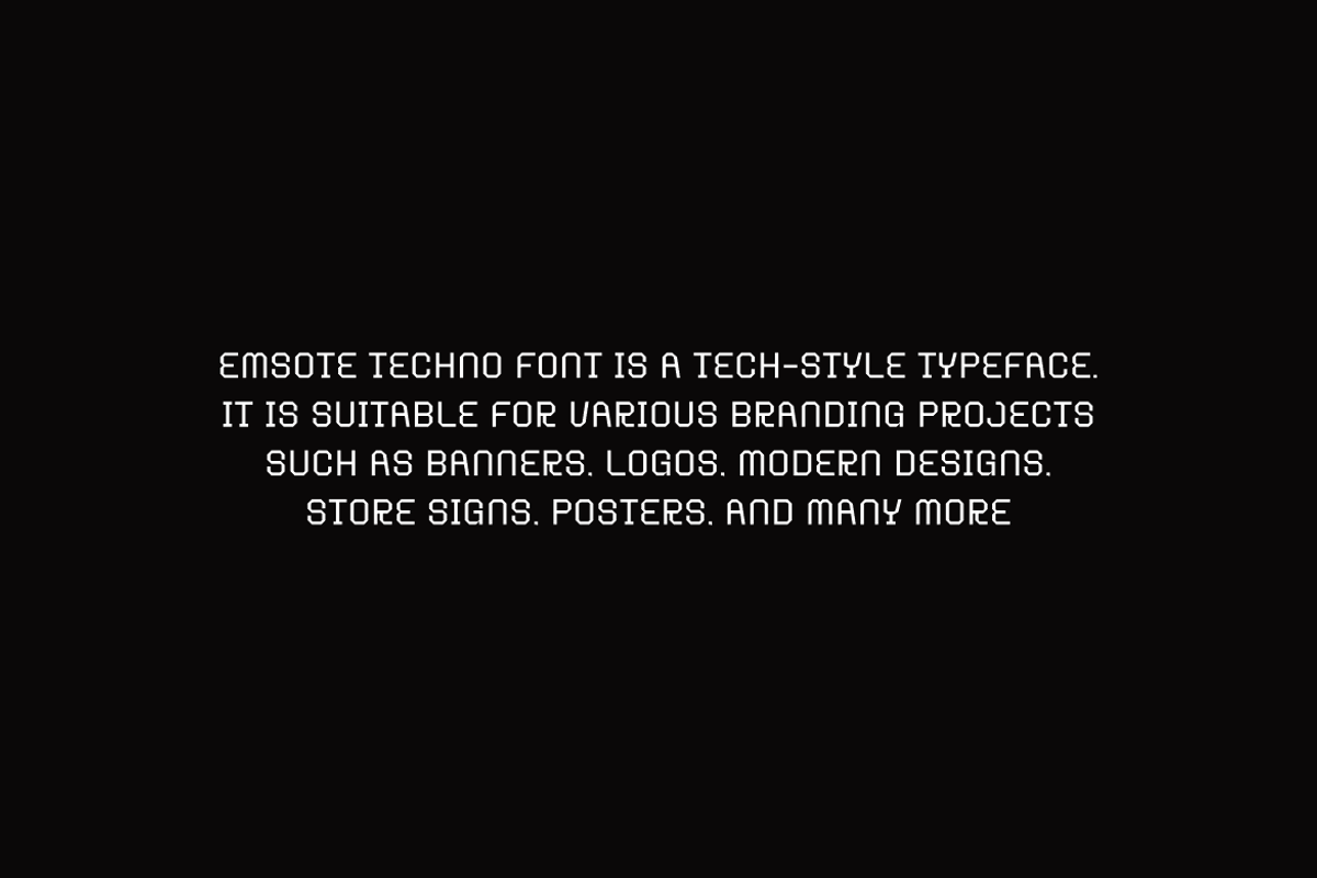 Emsote Techno Font, a Sans Serif Font by QR Design Studio (Photo 6 of 8)