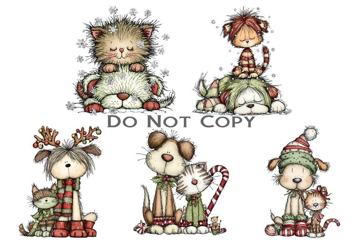 Whimsical Christmas Cats And Dogs, an Illustration by Craft Nest (Photo 8 of 8)