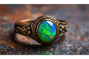 Antique-style bronze ring with a, a Background Photo by Igor Tichonow