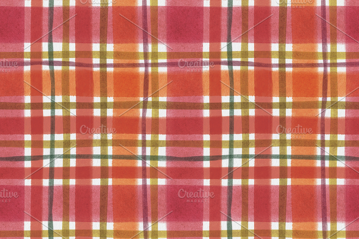 Watercolour Check. Seamless Patterns, a Pattern Graphic by Maria Budarkiewicz (Photo 2 of 10)