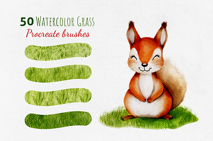 Procreate Watercolor Grass Brushes, a Brush Add-On by HopeArtIllustration