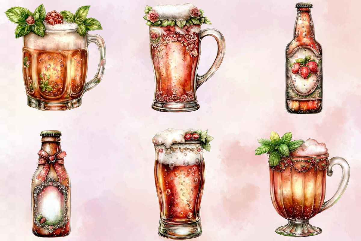 Whimsical Summer Beer Clipart Bundle, an Illustration by SVGArt (Photo 2 of 9)