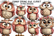 Funny Spring Owl Clipart, an Illustration by Daily.Designs (Thumbnail 1 of 8)