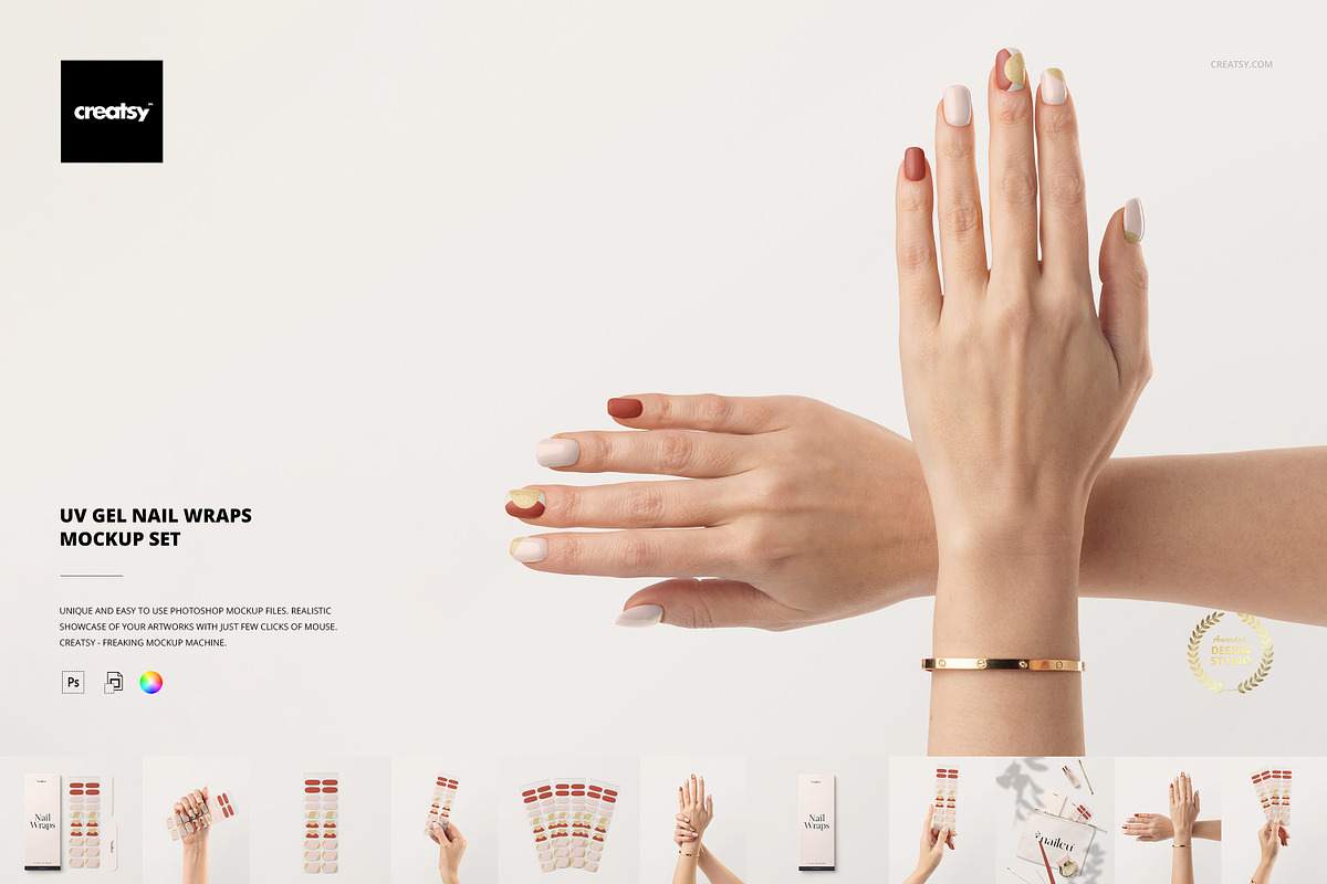 UV Gel Nail Wraps Mockup Set, a Merchandise Mockup by creatsy5 (Photo 1 of 10)