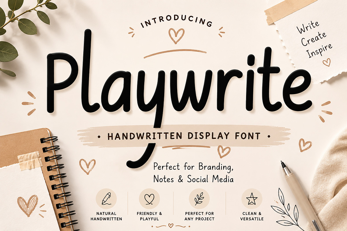 Playwrite, a Handwritten Font by Wow Magic (Photo 1 of 6)