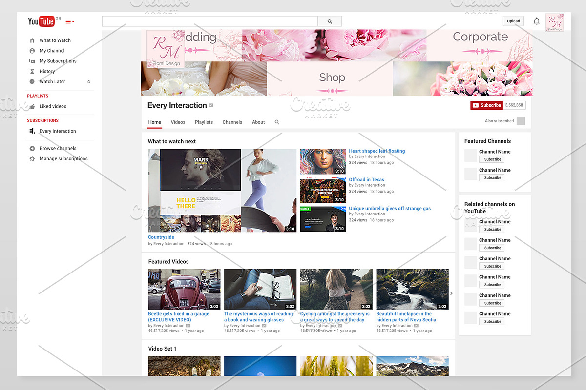 YouTube Cover for Floral Designer, a Social Media Template by MotoCMS (Photo 3 of 3)