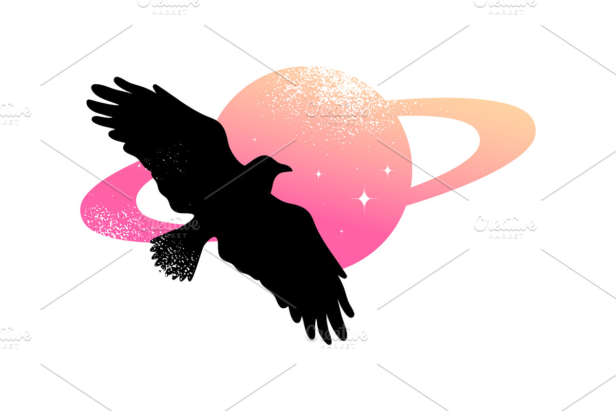 Celestial Saturn Birds Silhouettes, an Animal Illustration by PsychocheArt (Photo 4 of 4)