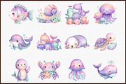 Cute Sea Animals Watercolor Clipart, an Animal Illustration by Sublimation Artist (Thumbnail 3 of 6)