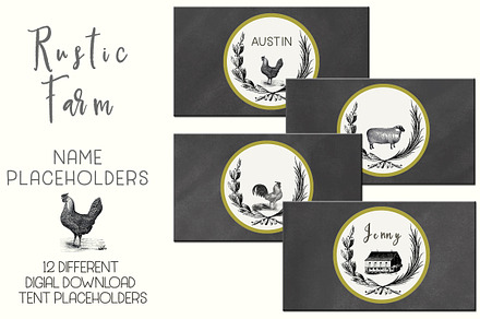 Rustic Farm Table Card Placeholders
